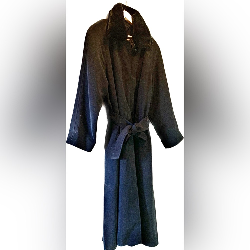 London Fog Black Trench with fur collar